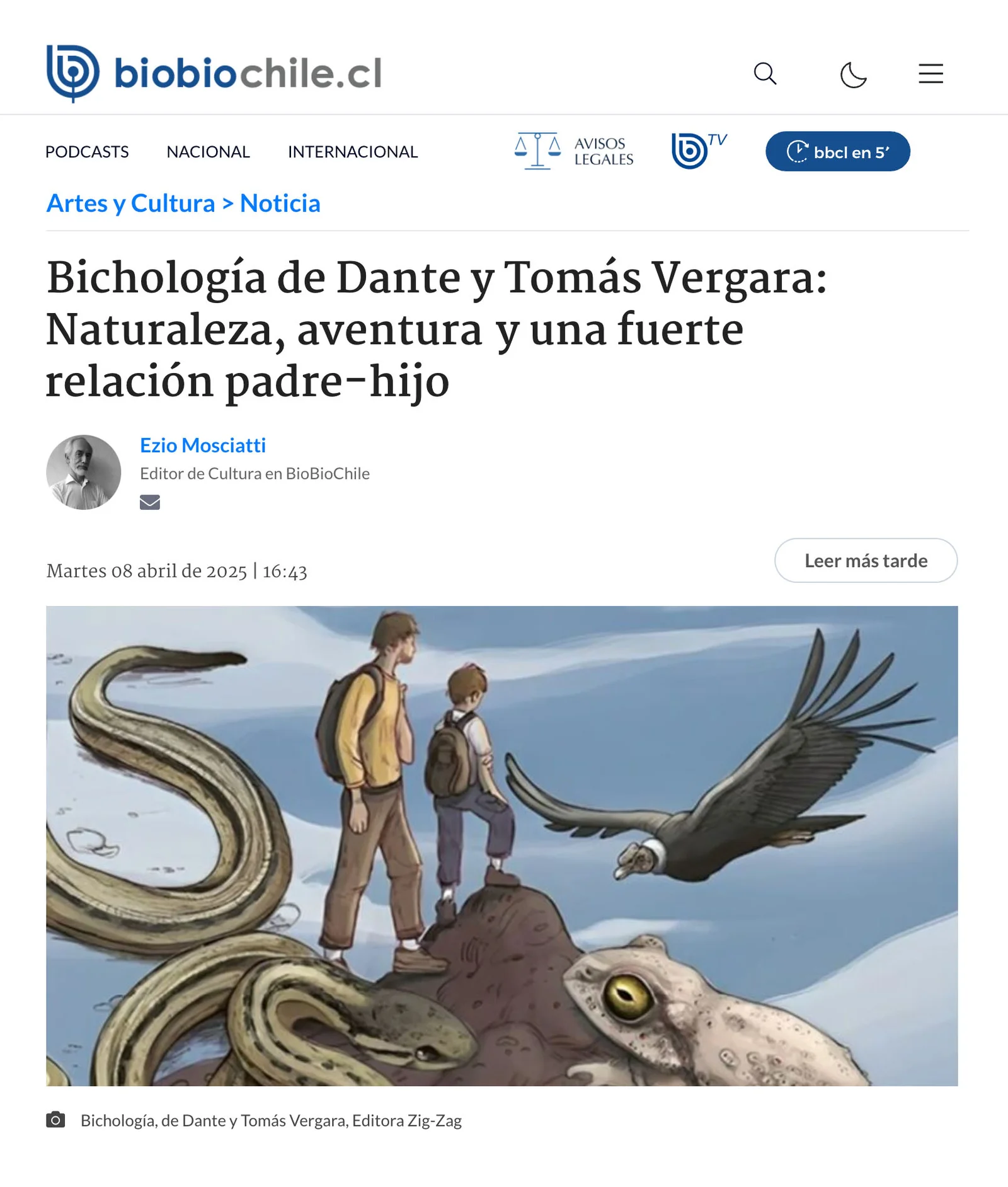 Reportaje sobre Bichología publicado por BioBioChile en abril de 2025
