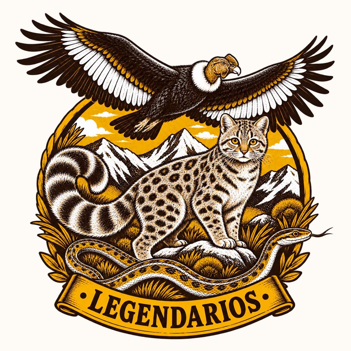 Legendarios de Bichología — cóndor, gato andino y culebra de cola larga