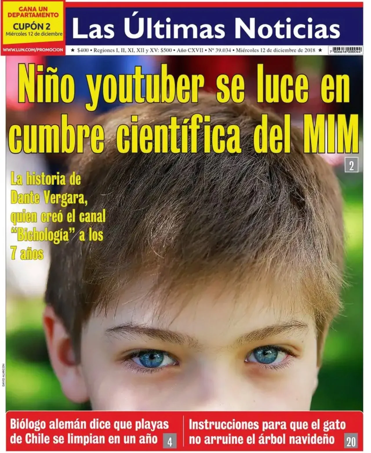 Reportaje de Las Últimas Noticias sobre Dante Vergara y Bichología en diciembre de 2018