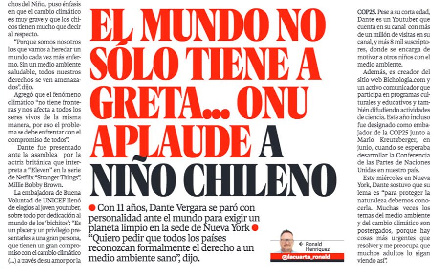 Prensa nacional presentación de Dante en la ONU